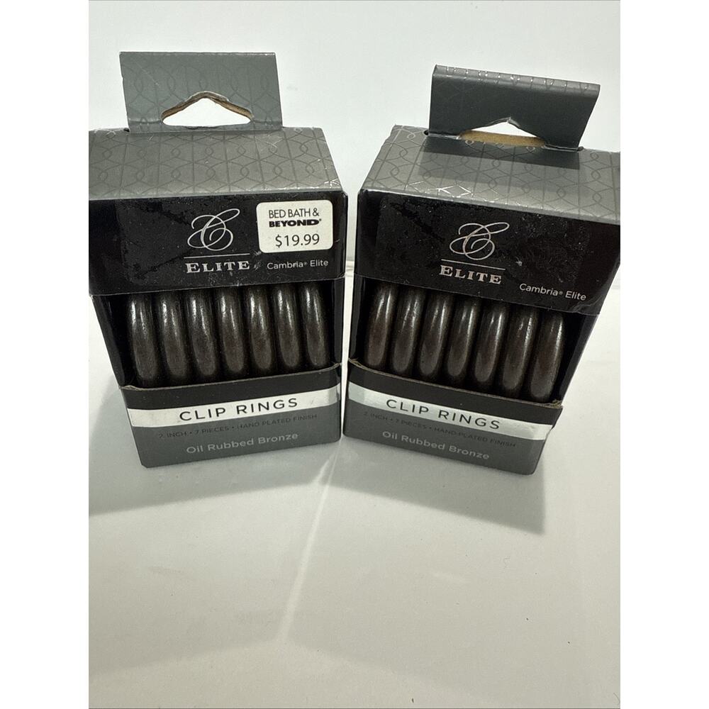 2 PK Cambria Elite 2" Curtain Clip Rings Oil Rubbed Bronze ORB Set of 14 Total